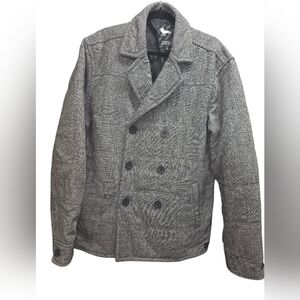 Modern Amusement XL Double-Breasted Peacoat Gray Wool Blend Jacket Lined Classic